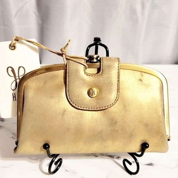 NWT RARE HOBO 'Halo' Stardust Metallic Leather Wallet with Wanderlust Lining - Picture 1 of 9